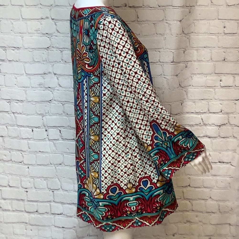 Flying Tomato Bohemian Multicolor W/Tassels Long Sleeve Tunic Top Dress Sz S - Picture 6 of 12